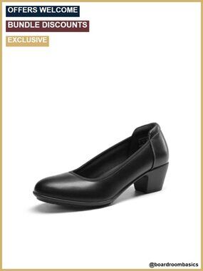 PU Block Heel Dress Pumps with Arch Support Memory Foam Insole